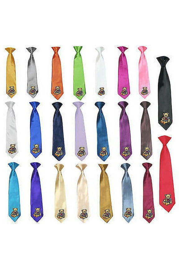 Stain Solid 23 Color Clip-on Nautical Bear Necktie Boys Formal Suits Newborn - 7