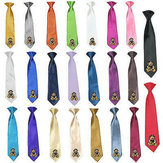 Stain Solid 23 Color Clip-on Pirate Bear Necktie Boys Formal Suits Newborn - 7
