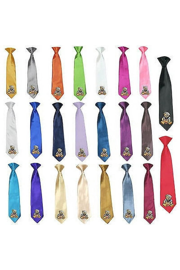Stain Solid 23 Color Clip-on Sailor Bear Necktie Boys Formal Suits Newborn - 7