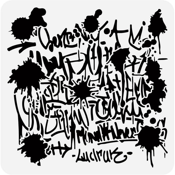 Stain and Splatter Stencil 11.8x11.8 inch Messy Writing Stencil Plastic Splatters Stain Ink Patterns Stencil Template Reusable DIY Craft and Decor Stencil for Painitng Home Wall Decor