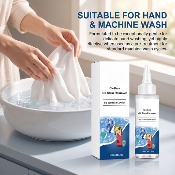 Stain Treater Refill Ready Kit, 120ml Clothes Oil Stain Remover, No Dry Cleaning Food, Grease, Coffee Off Laundry, Underwear, Fabric