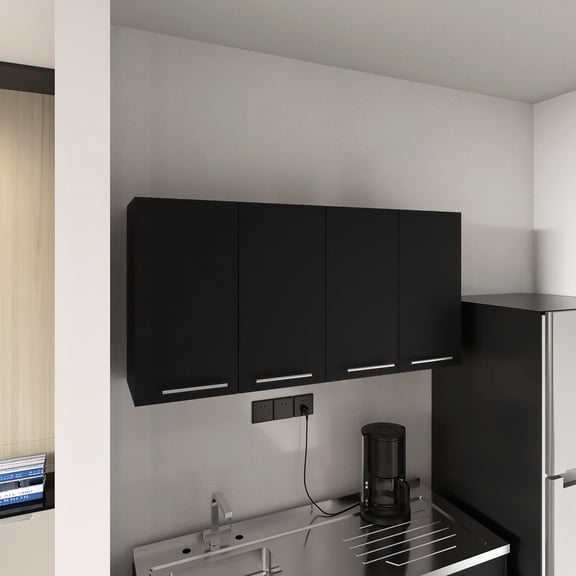 Stain and Scratch Resistant Finish - Four-Door Pine Wall Cabinet for Kitchen