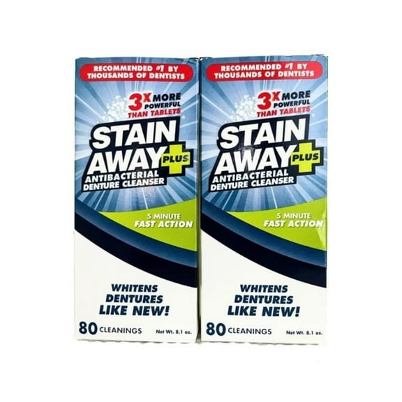 StainAway Plus Denture Cleanser 5-Minute Fast Action 8.1oz. 2 pack