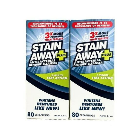StainAway Plus Denture Cleanser 5-Minute Fast Action 8.1oz. 2 pack