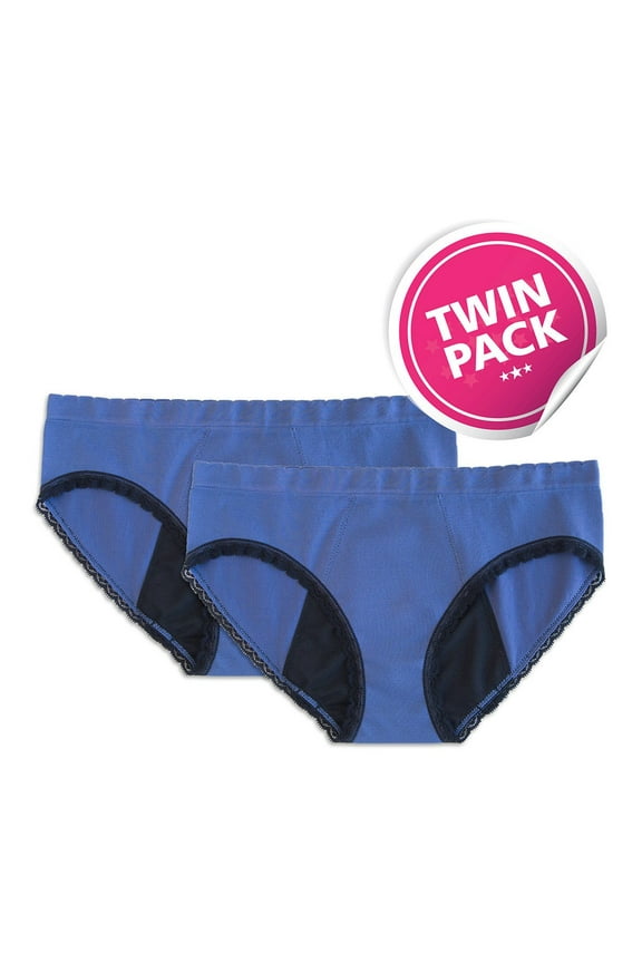 Reusable Period Panty - 2 Pack Blue Hipster (XS)