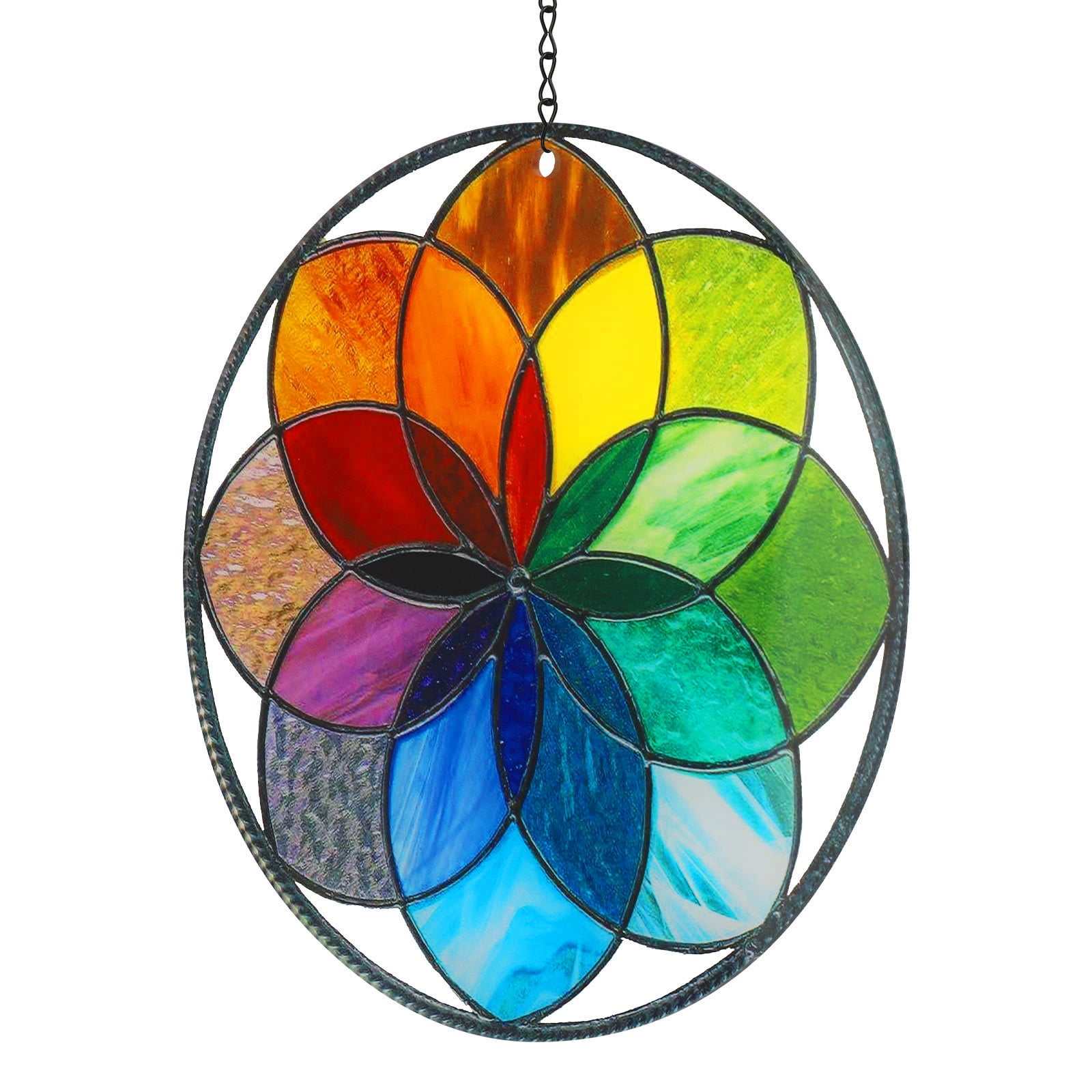 H&D Handcrafted Window Hangings Heart Stained Glass Panel Ornament  Rainbow Maker Suncatcher for Home Wall Decor Christmas Gift - AliExpress