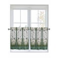 thumbnail image 1 of Stained Glass 2 Panel Kitchen Curtains for Small Windows, Butterfly Flowers Spring Watercolor Plant Bathroom Tier Curtain, Short Window Treatment for Bedroom/Living Room 55"x24", 1 of 6