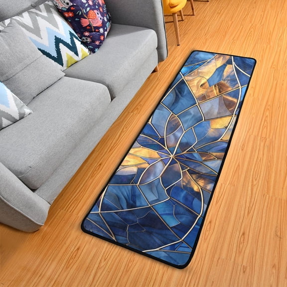 Stained Glass 7224 inch Runner Rug Non-Slip Pads Ares Rugs Washable for Bedroom Bathroom Living Room