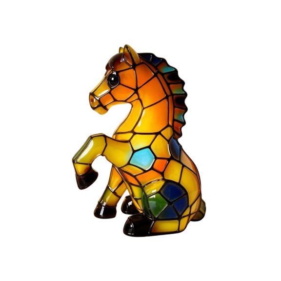 Stained Glass Animal Night Light, Mosaic Glass Chicken/Monkey/Squirrel Desk Lamp for Kids Room (F)