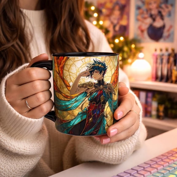 Stained Glass Anime Mug, Fantasy Art Coffee Cup