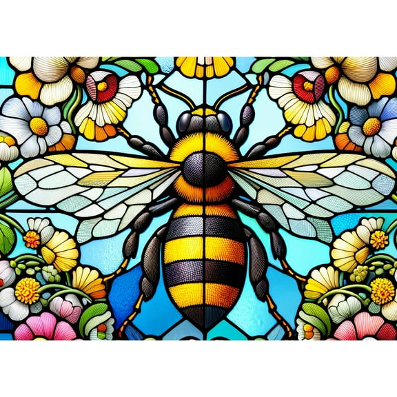 Stained Glass Bee Puzzles 1000 Piece for Adult Puzzle with Nature Artwork, Vibrant Jigsaw Puzzle 19.7"x27.5" Wall Decor & Gift