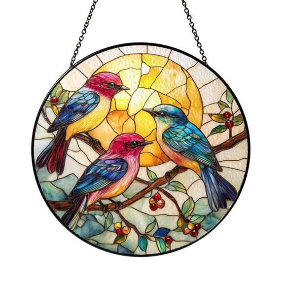 Stained Glass Bird of Prey Suncatcher, Window Hanging Decor Featuring Soaring Raptor Silhouette with Strong Wing Shape Design
