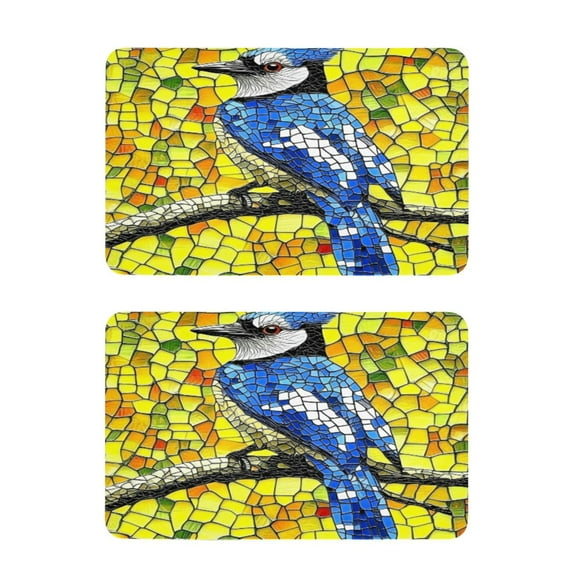 Stained Glass Blue Jay 2 Pack 4x2.5 Inch Magnetic Stickers Thick and Strong for Fridge Dishwasher Teaching