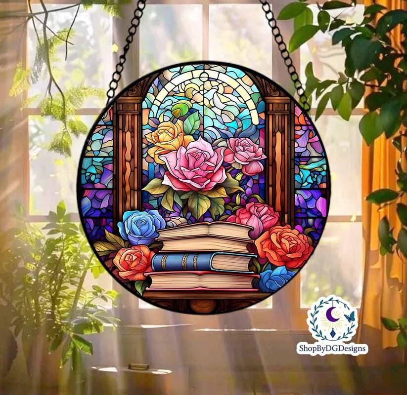 Fantasy Book Dragon Acrylic Suncatcher Ornament, Gift For Book Lovers, Dragon Lover