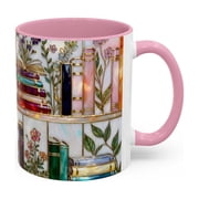 Stained Glass Bookshelf Mug -15oz Ceramic Coffee Mug for Book Lovers, Gift for Readers, Writers & Tea Drinkers with Microwave Safe Design