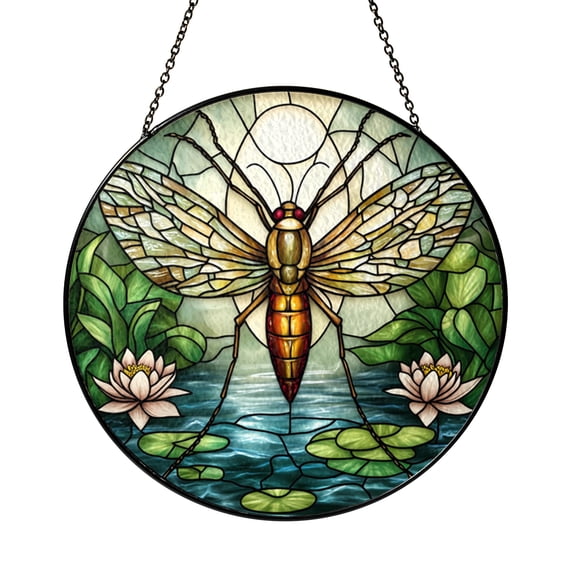 Stained Glass Bug Mosquito Suncatcher Window Hanging, Nature Inspired Home Window Decor
