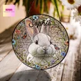 thumbnail image 1 of Stained Glass Bunny Rabbit Portrait Suncatcher Window Hanging Custom Memorial Pet Loss, 1 of 4