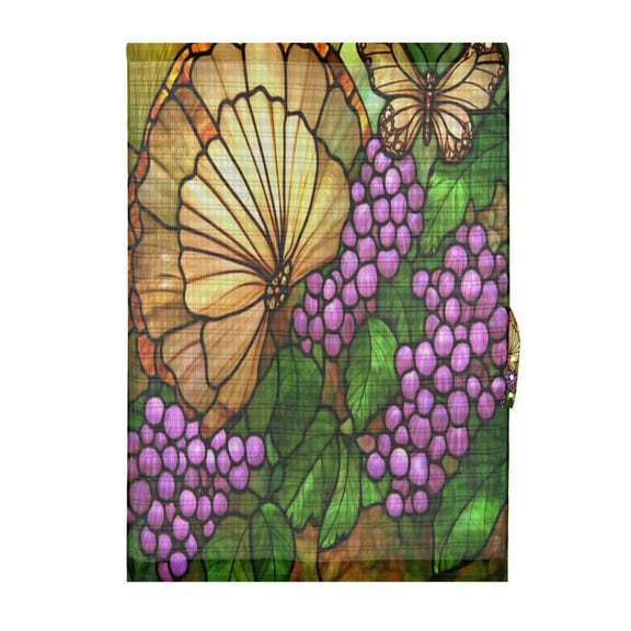 Stained Glass Butterfly Door Curtain 25x40in Privacy Mesh with UV Protection Tie Back Rod Pockets