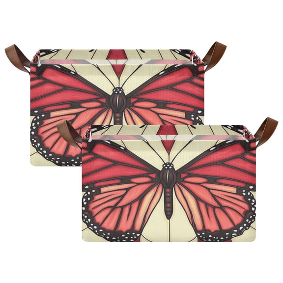 Stained Glass Butterfly Pattern 16.9x11.4x10in Foldable Open Home Storage Bins Durable Water Resistant Shelf Baskets