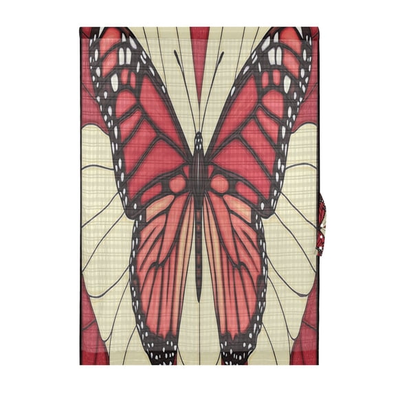Stained Glass Butterfly Pattern Door Curtain 25x40in Privacy Mesh with UV Protection Tie Back Rod Pockets