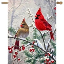 Stained Glass Cardinal Red Birds Garden Flag Spring Summer Yard Flag Fall Floral Decorative Yard Flags for Outside 28x40 Double Sided Large Seasonal Lawn Flags Rustic Outdoor Decor