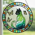 thumbnail image 1 of Stained Glass Cat Garden Suncatcher, 20 Inch Handmade Hanging Ornament Pre-Tied Ribbon Cute Window Garden Car Decor, 1 of 4