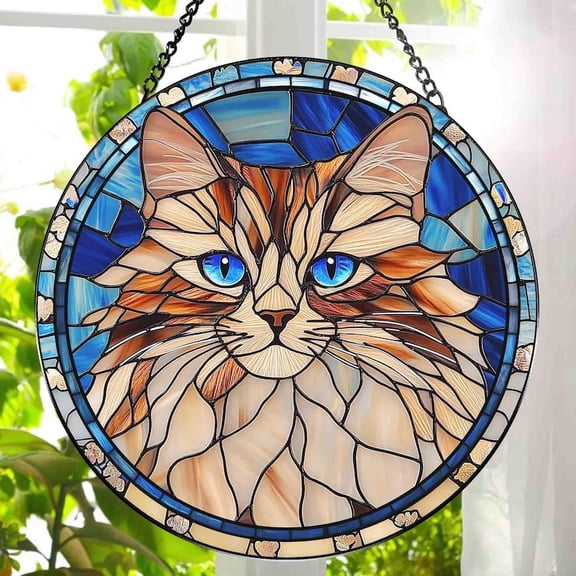 Stained Glass Cat Memorial, Custom Pet Portrait Stained Glass Suncatcher, Custom Cat Portrait from Photo, Pet Memorial Gift, Window hangings