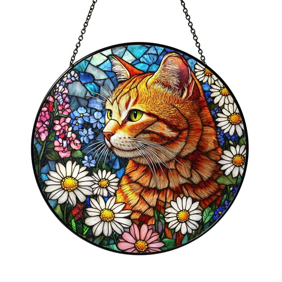 Stained Glass Cat Portrait Window Hanging – Decorative Art2001