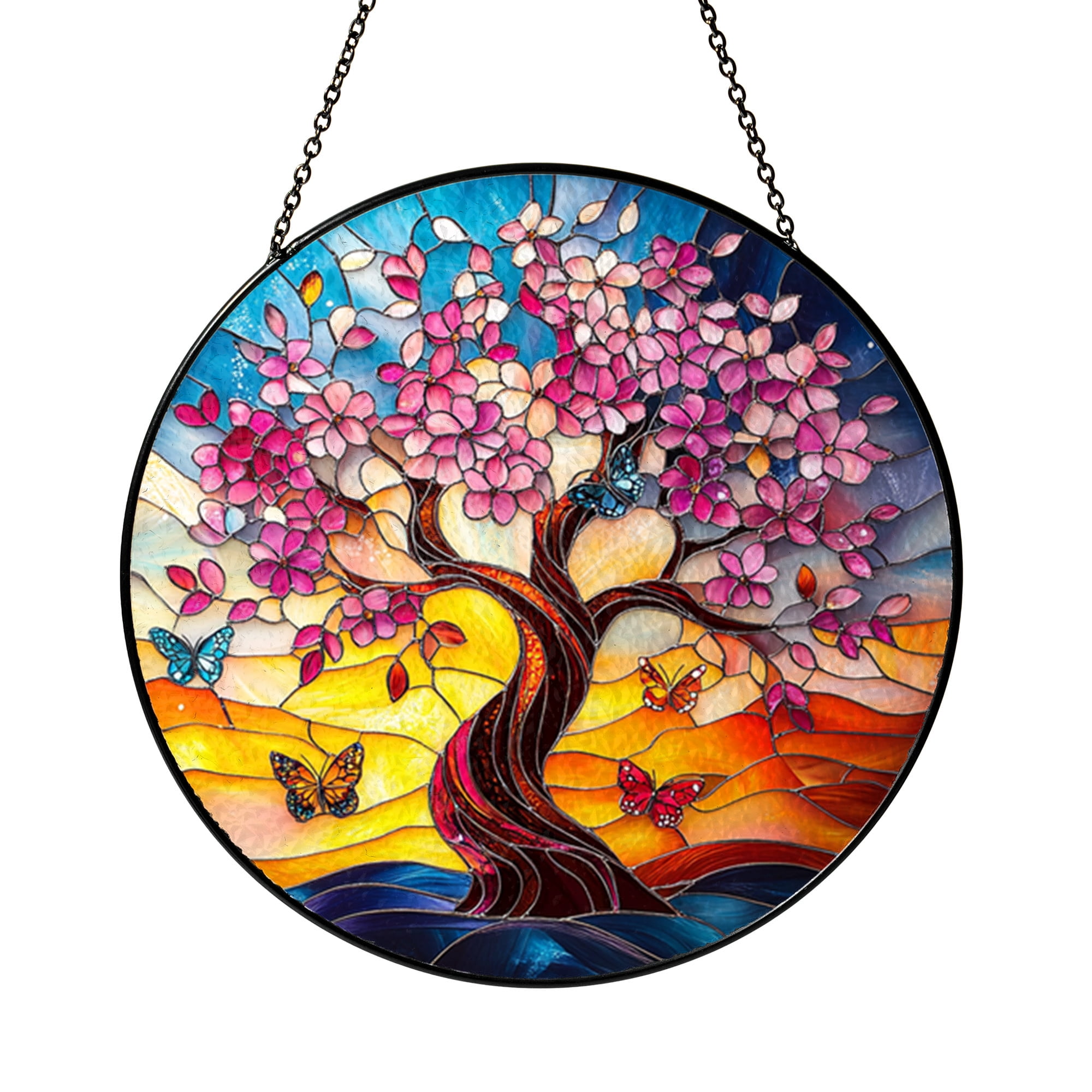 Stained Glass Cherry Blossom Tree Suncatcher – Fantasy Floral Window ...