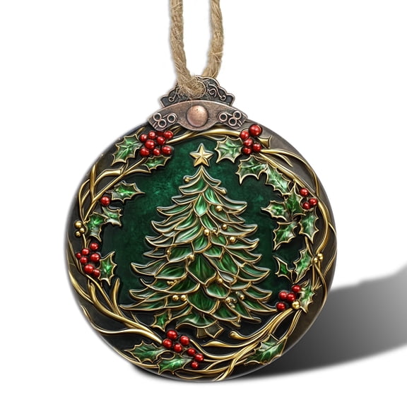 Stained Glass Christmas Decorations, Vintage Patina Wreath Suncatcher for Window Christmas Tree Hanging Ornaments Green Sun Catcher Xmas Decor Gifts for Women Men Mom Nana Friend