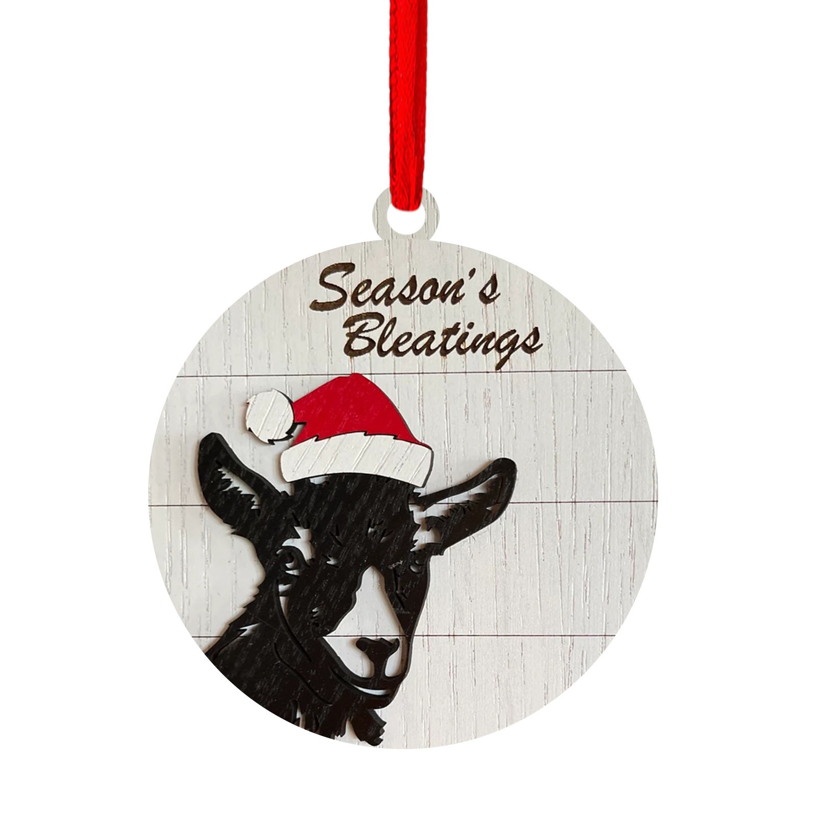 Stained Glass Christmas Santa Hat Animal Holiday Decorations Double Layer Wooden Ornament