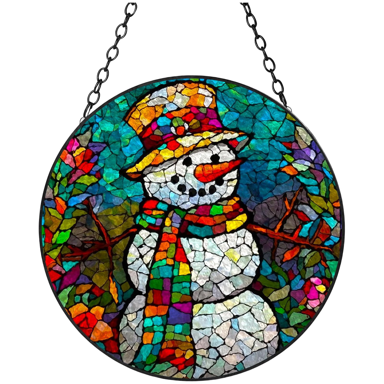 Stained Glass Christmas Snowman Stained Glass Suncatcher Handmade ...