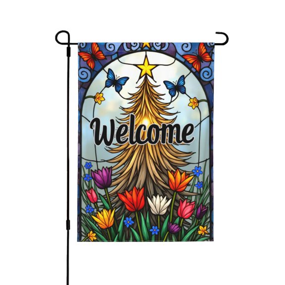 Stained Glass Christmas Tree Vector Graphic2