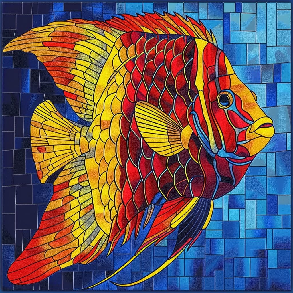 Stained Glass of Color Angelfish DIY 11CT Stamped Cross Stitch Kits for ...