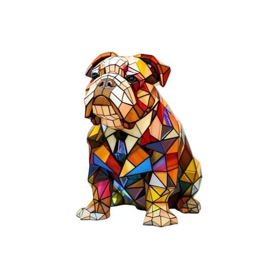 Stained Glass Corgi Shaped Table Lamp Handmade Mosaic Art Decorative Accent Light for Living Room Bedroom Office Desk