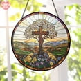 thumbnail image 1 of Stained Glass Cross And Wildflowers Suncatcher, Christian Glass Windows Hanging, Flower Cross Gift For Religious, Christian Faith Home Decor, 1 of 5