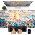 thumbnail image 1 of Stained Glass Desk Mat Large Mouse Pad Extended Desk Pad, Gaming Computer Mouse Mat XXL, Big Desktop Keyboard Mat, Full Desk Laptop Pad for Home Office Work, Desk Decor Aesthetic 31.5×15.7 Inch, 1 of 6