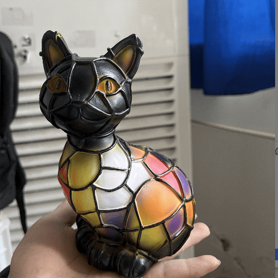 Stained Glass Dog Lamp, Handcrafted Multicolor Mosaic Night Light, Decorative Accent for Home & Office, Unique Gift Idea