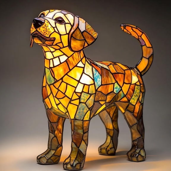 Stained Glass Dog Lamp, Rainbow Pup Lamp, Led Stain Glass Puppy Lamp, Corgi Lamp and Pug French Bulldog Dachshund Lamp, Cat Lamp