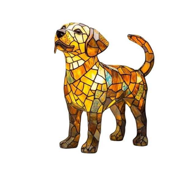 Stained Glass Dog Lamp Unique Handcrafted Style Boxer Figurine Light for Home Decor, Gifts, and Collectors