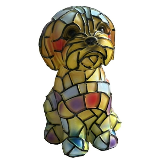 Stained Glass Dog Table Lamp, Handcrafted Colorful Mosaic Decorative Night Light, Unique Animal Art Home Decor for Living Room, Bedroom, Office, Gifts