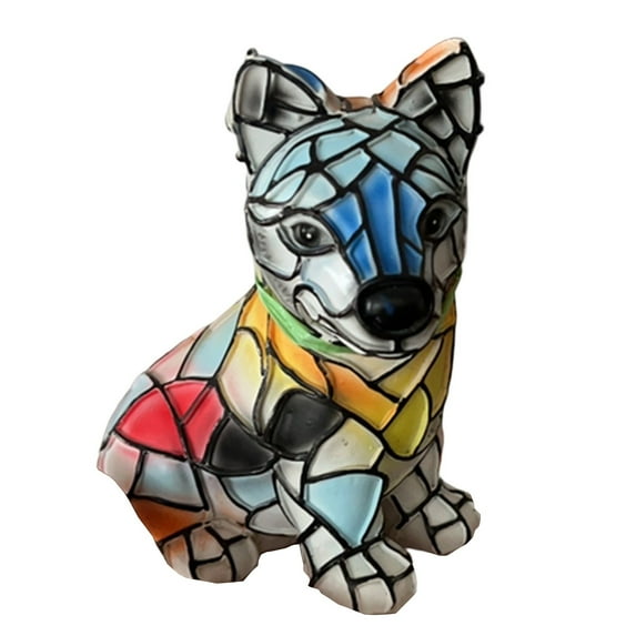 Stained Glass Dog Table Lamp, Handmade Colorful Mosaic Puppy Night Light, Unique Decorative Accent for Living Room, Bedroom, Office, Gifts