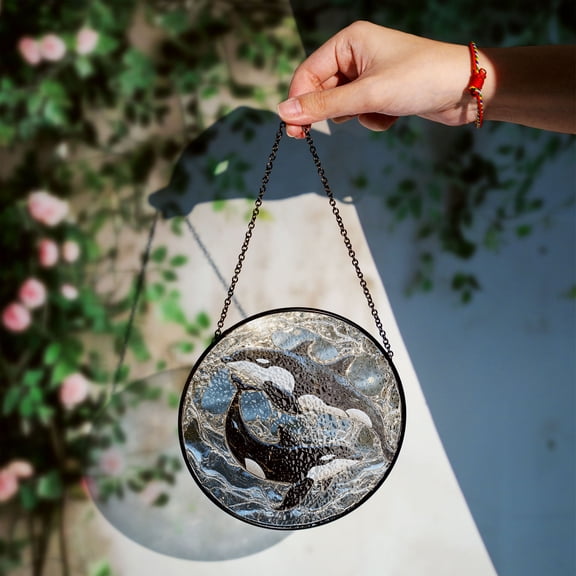 Stained Glass Dolphins in Motion Suncatcher – Ocean-Inspired Home Decor, Perfect Gift for Nature Lovers & Animal Enthusiasts