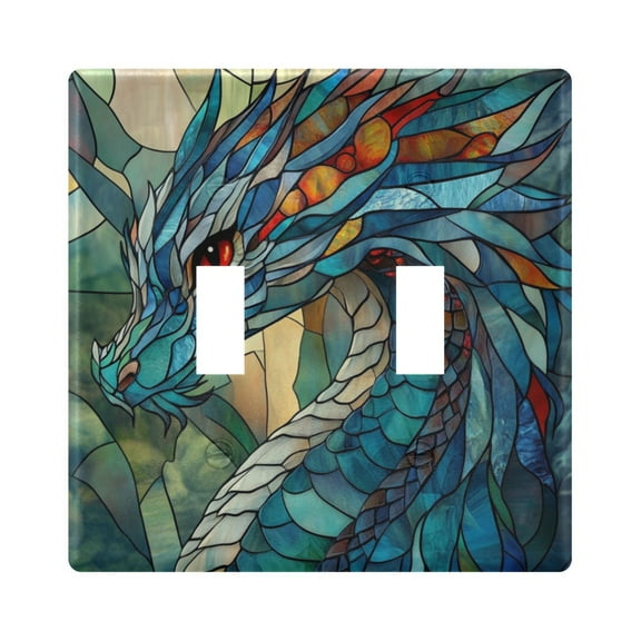 Stained Glass Dragon Decorative Light Switch Plates Switch Cover Decorative Wall Plates Ideal for Living Room Kitchen Bedroom and Study