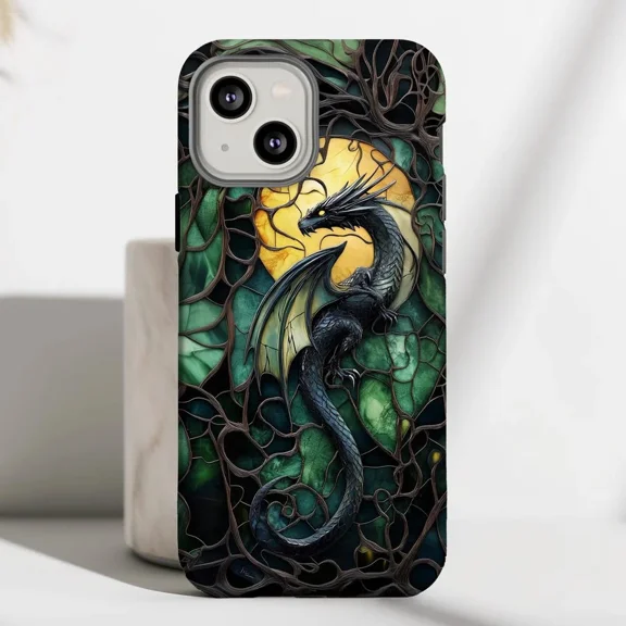 Stained Glass Dragon Fantasy Protective Case for iPhone 11 12 13 14 15 16 17 Pro Max