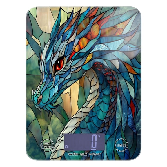 Stained Glass Dragon Food Scale Digital Kitchen Scale Waterproof Grams Ounces lbs for For Baking and Cooking