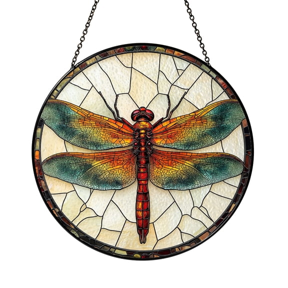 Stained Glass Dragonfly Wings Window Art Insect Wing Design Decorative Glass Suncatcher for Home Interior Window Accent