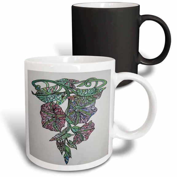 3drose, Stained Glass Effect Morning Glory September Birth Flower, 11oz Magic Transforming Mug