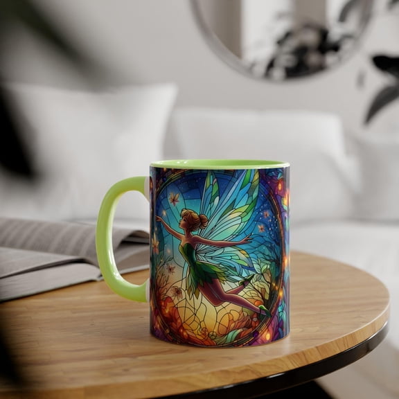 Stained Glass Fairy Accent Mug, 11oz | Fantasy Fairy Coffee Mug