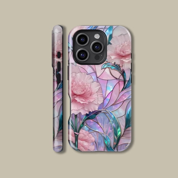Stained Glass Floral Pattern Case for iPhone Samsung Art Style